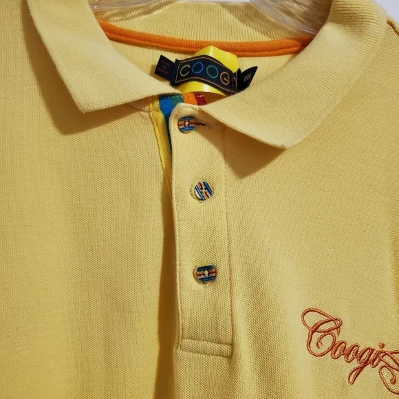 Vintage 90s Coogi Mens Yellow Polo Shirt Short Sleeves Cotton Size 3X - Picture 4 of 12